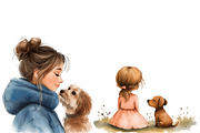 Little Girl and Dog Clipart, an Illustration by Designworld (Thumbnail 5 of 6)