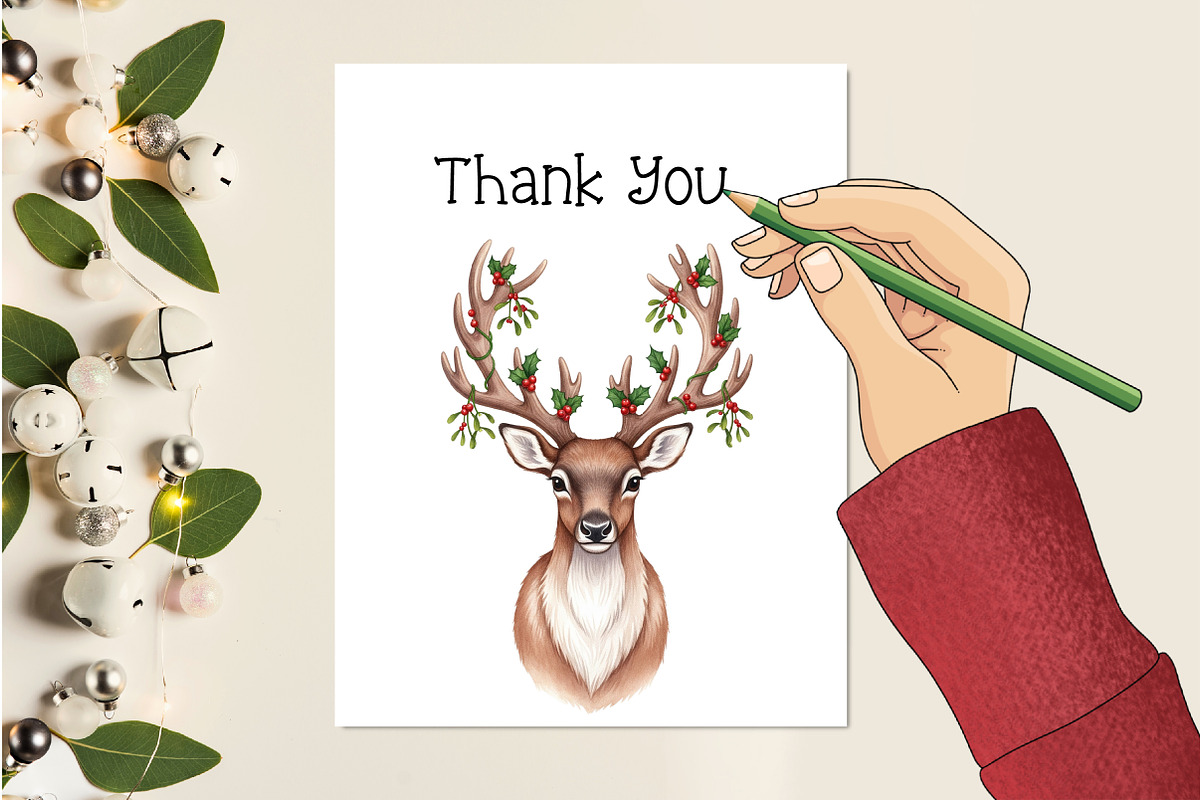 Quirky Reindeer Funny Moose Clipart, an Illustration by Creative Art (Photo 5 of 9)
