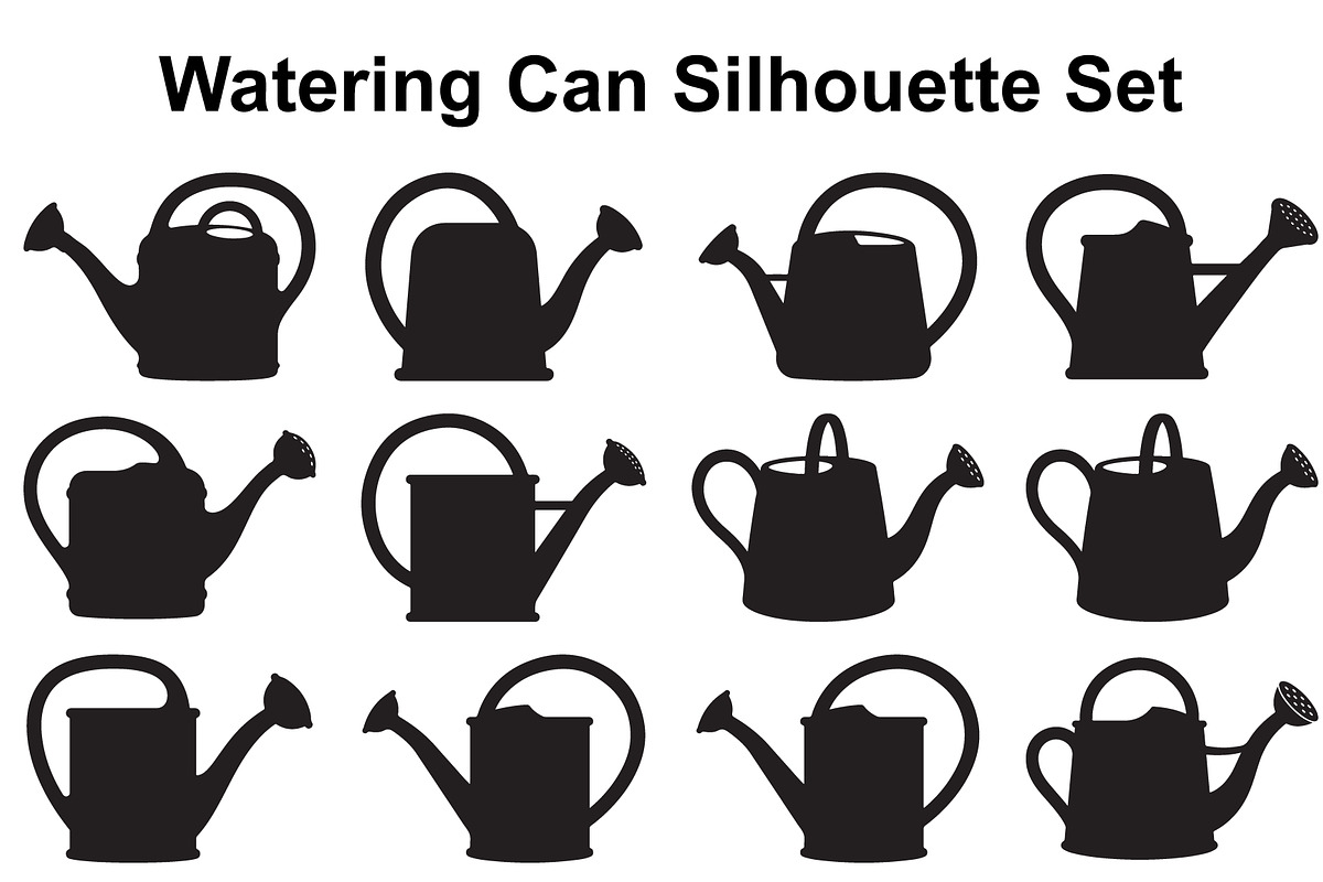 Classic Watering Can Silhouette Set, an Object Graphic by Creativeshirt (Photo 1 of 3)