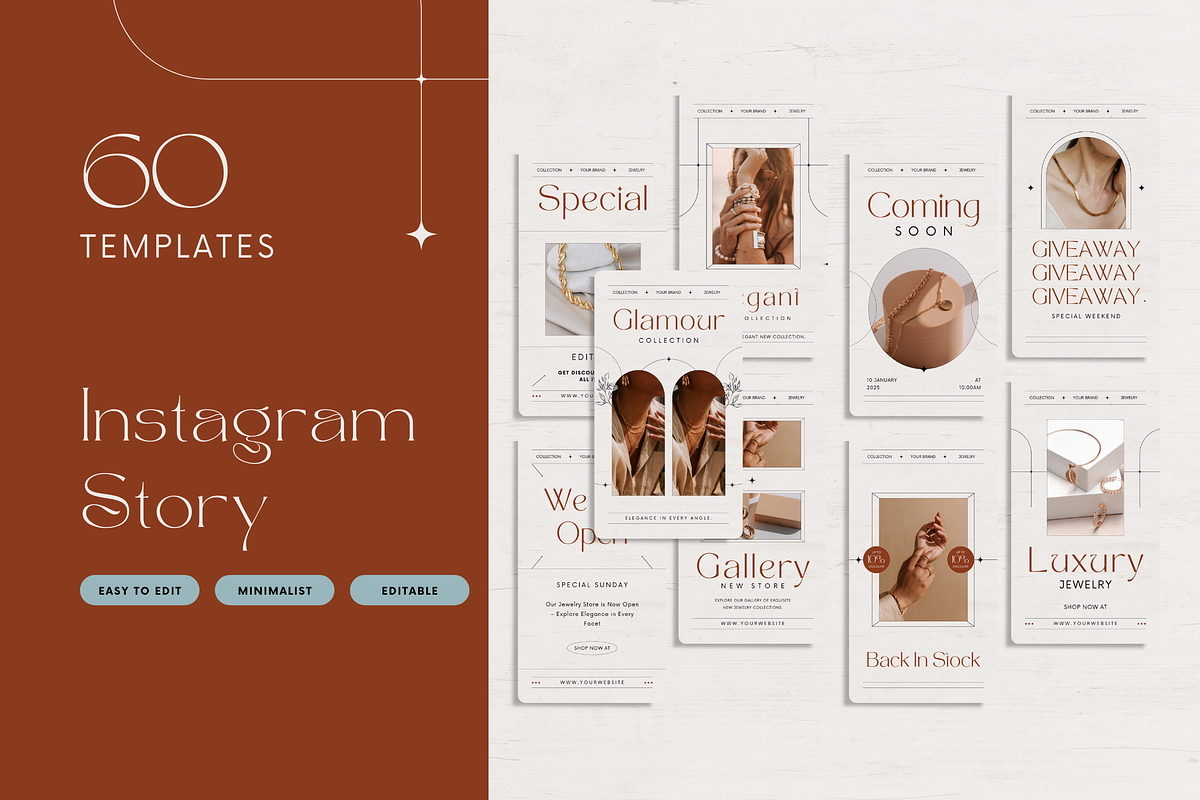 120 Jewelry Instagram Canva Template, a Social Media Template by ...