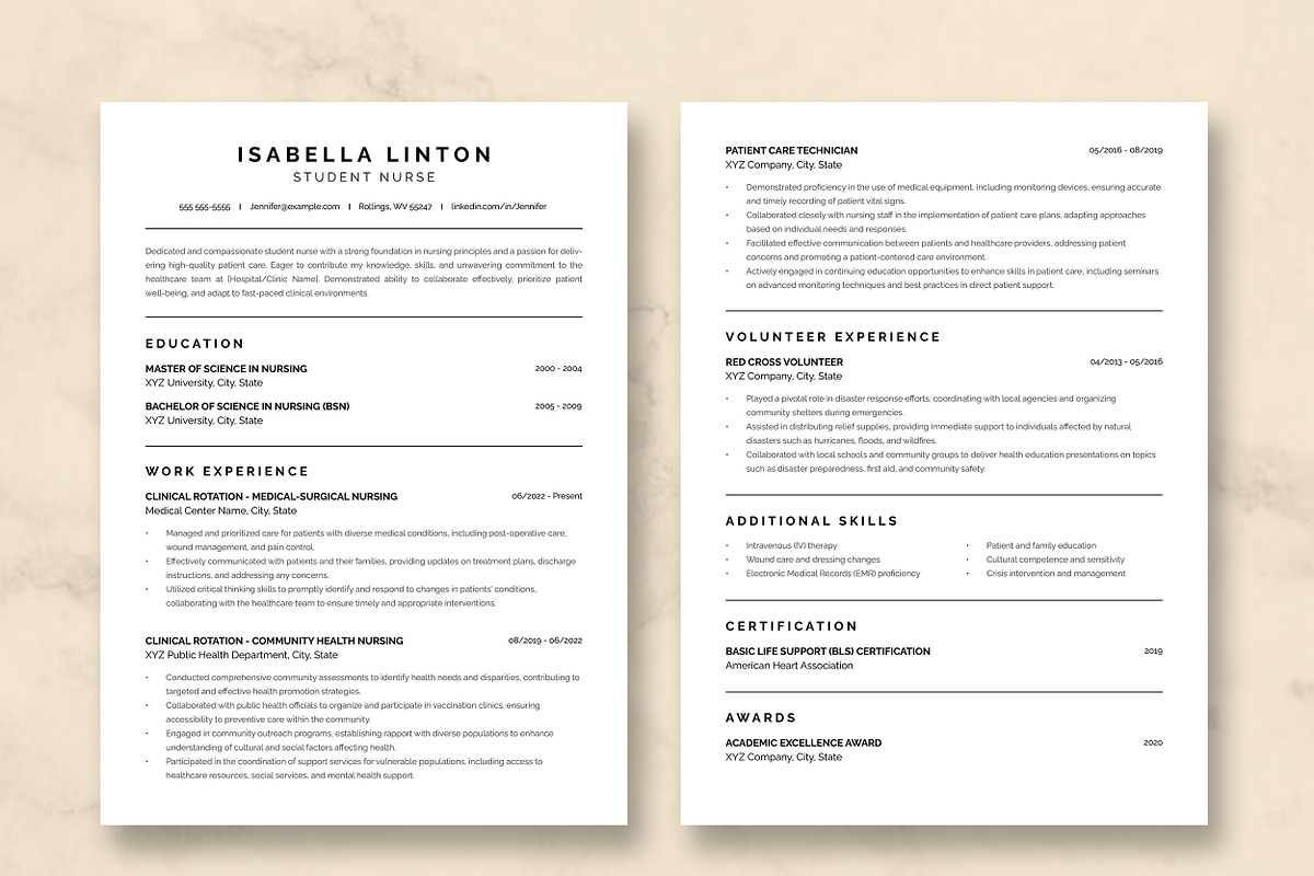 Student Nurse Resume Template preview 3