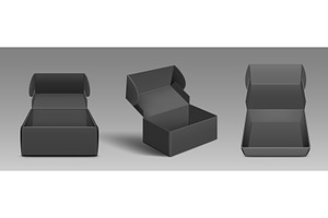 3D Set Of Open Black Boxes Isolated