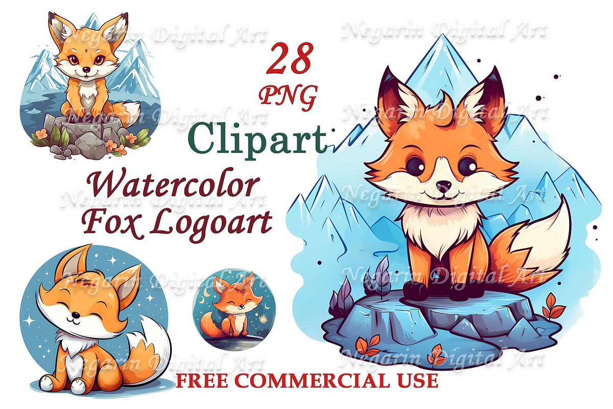 Watercolor Cute Fox Clipart, an Object Graphic by Negarin Digital Art (Photo 1 of 11)