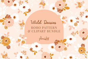 Wild Daisies pattern and clipart