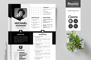 Resume Template Canva Word PS