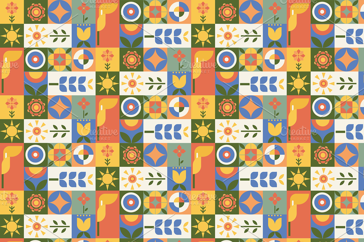 Geometric Summer Bloom Pattern, a Pattern Graphic by ItsReksita Pattern (Photo 7 of 20)