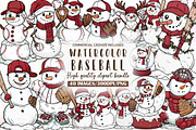 Christmas Baseball Snowman Clipart, an Illustration by Sublimation Artist (Thumbnail 1 of 6)
