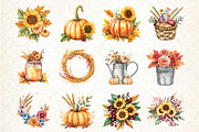 Happy Thanksgiving Floral Clipart, an Illustration by DreamCafeArt (Thumbnail 3 of 6)