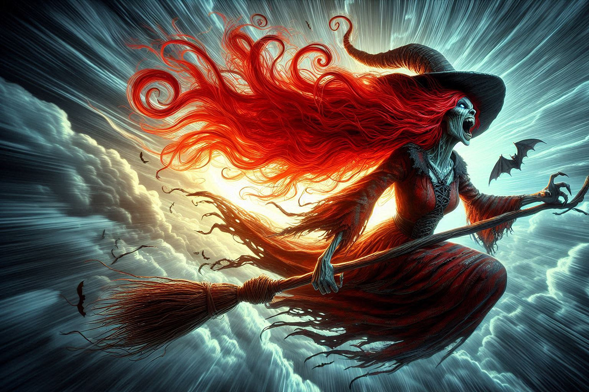 Gothic Red-Haired Witch, a Seasonal Illustration by Miira