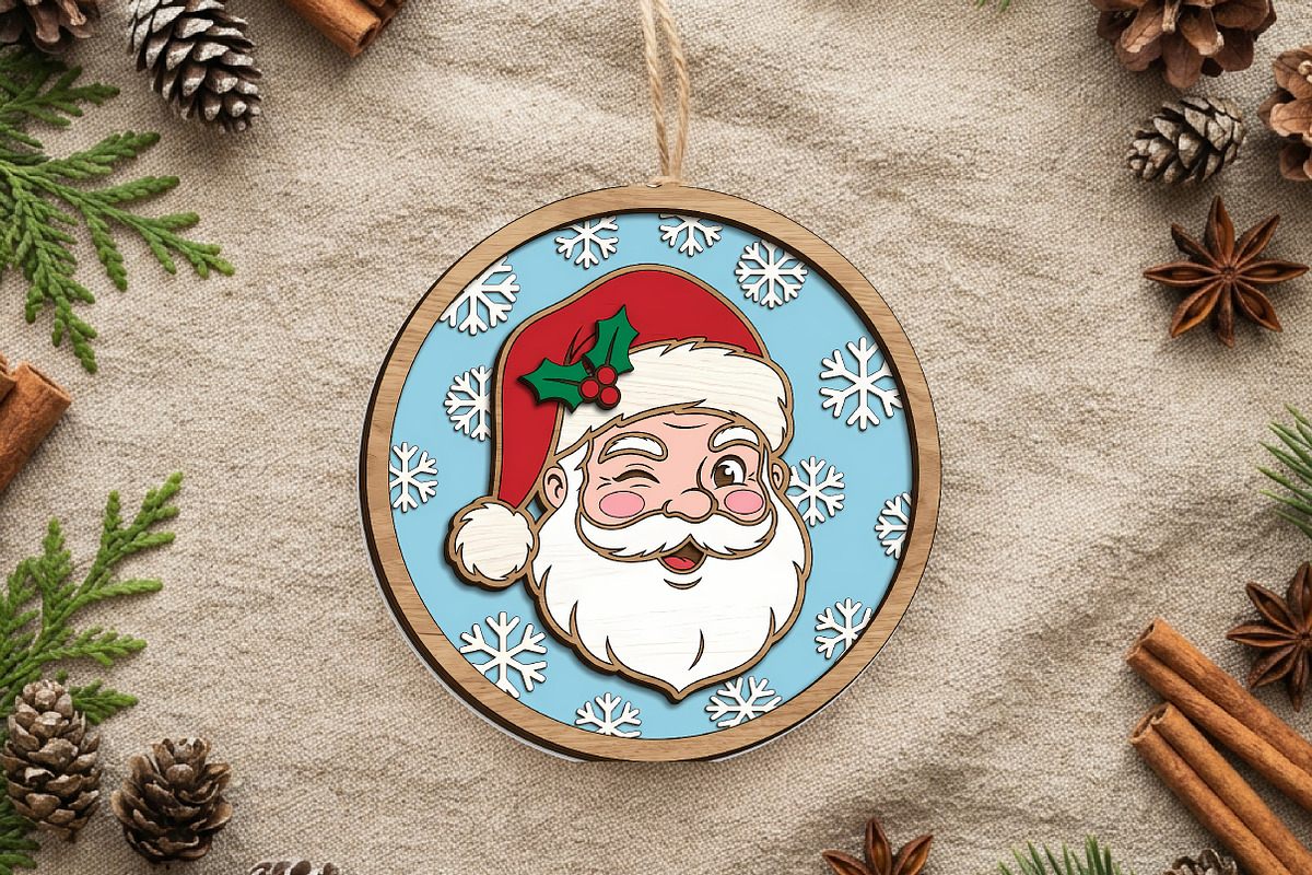 Winking Santa Claus Ornament SVG, a Seasonal Illustration by CrexoraLab (Photo 2 of 3)