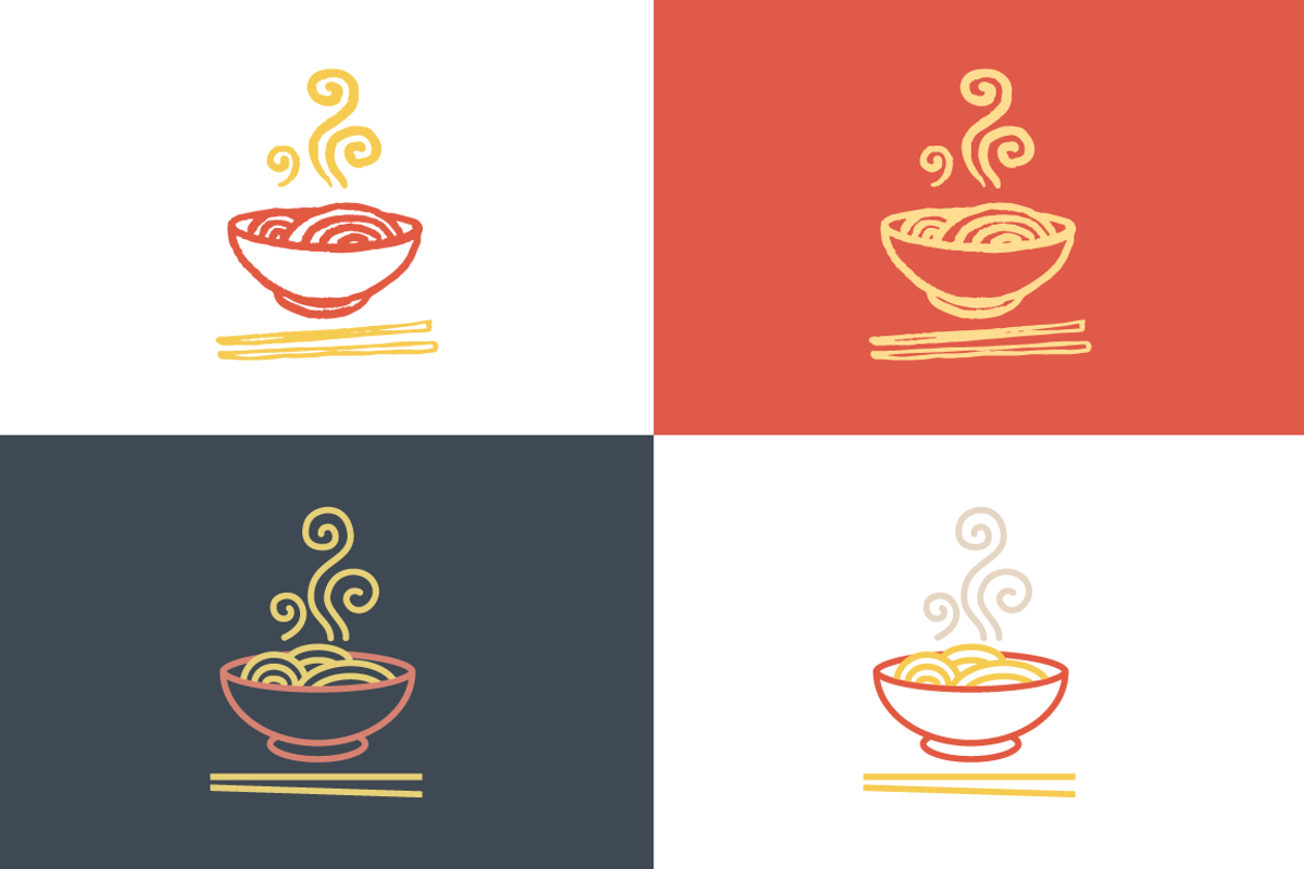 Plate with noodles with chopsticks, a Branding & Logo Template by Youhhou