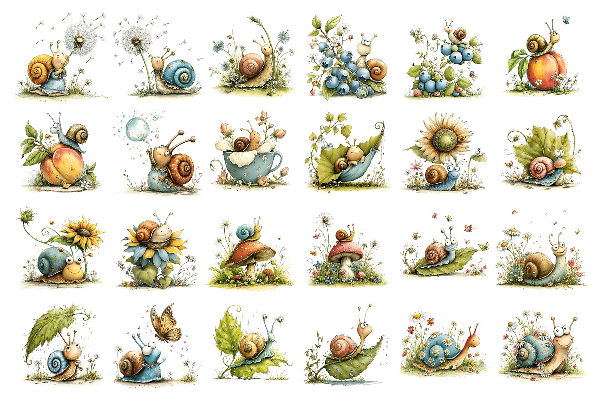 Summer Snail PNG Clipart Watercolor, an Animal Illustration by Nicolle's Colorful Art (Photo 2 of 4)