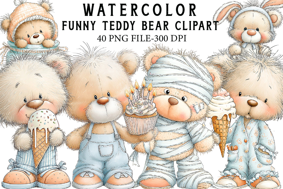 Funny Teddy Bear Clipart, an Illustration by Libby Wishes (Photo 1 of 7)