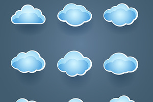 Blue Vector Cloud Icons