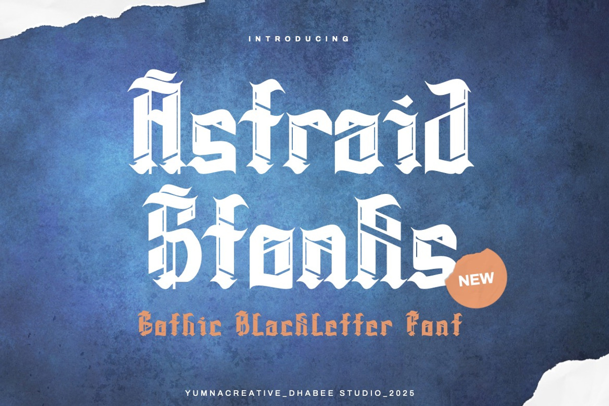 Astraid Stonks - Gothic Blackletter, a Blackletter Font by Dhabee (Photo 1 of 16)