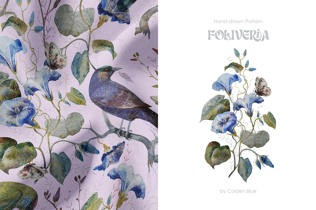 Foliveria. Hand-drawn Floral Pattern, a Pattern Graphic by Colden Blue (Photo 11 of 15)
