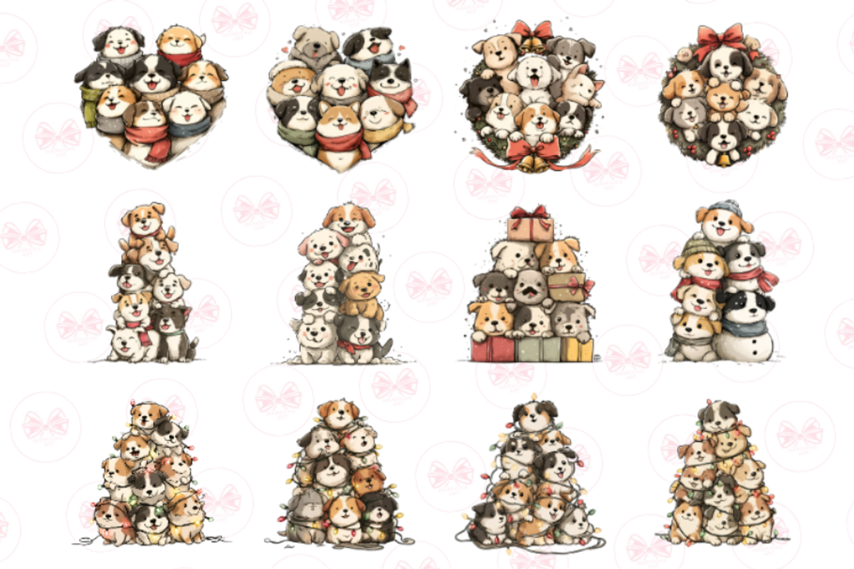 Kawaii Christmas Dogs Clipart, an Illustration by Markicha Art (Photo 2 of 5)