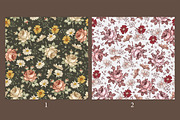 Set Seamless Flowers Roses Chamomile, a Pattern Graphic by Vintage (Thumbnail 2 of 13)