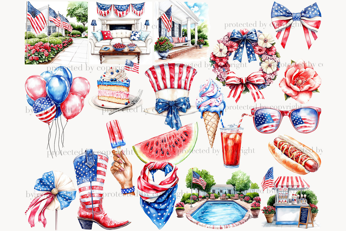 4th of July Clip Art Patriotic, a Person Illustration by GlamArtZhanna (Photo 4 of 8)