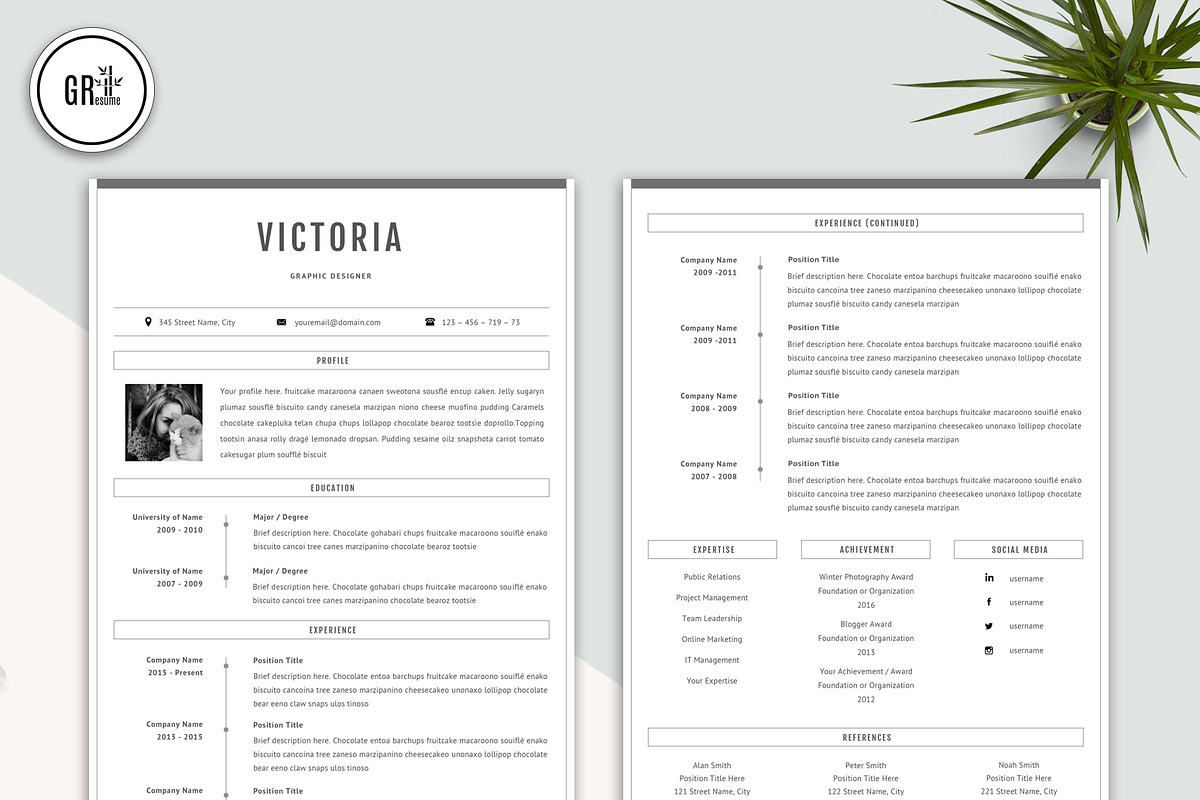 Professional CV Resume Template, a Resume Template by GResume (Photo 3 of 7)