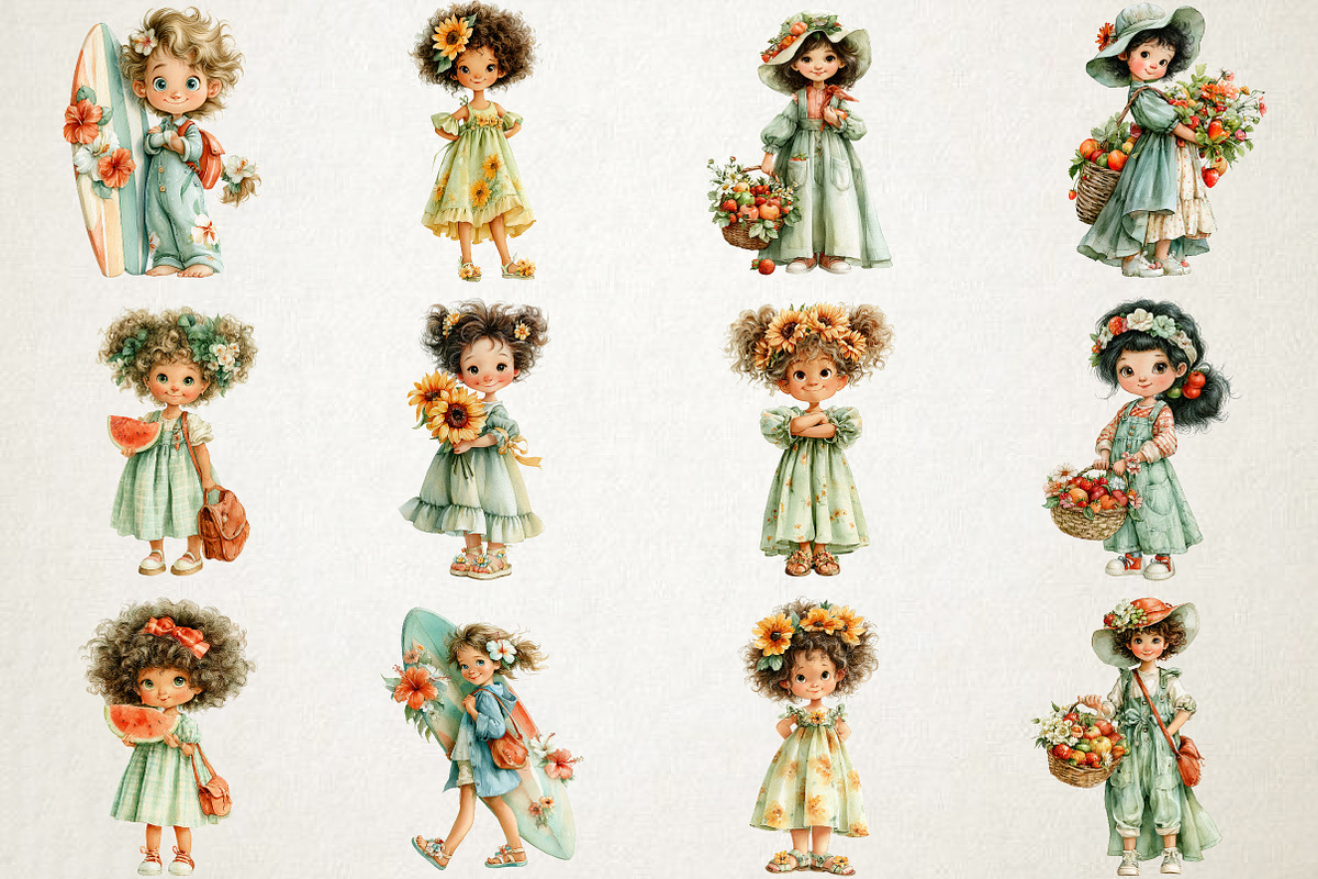 Cute Summer Girl PNG Clipart, a Seasonal Illustration by RobertsArt (Photo 2 of 7)