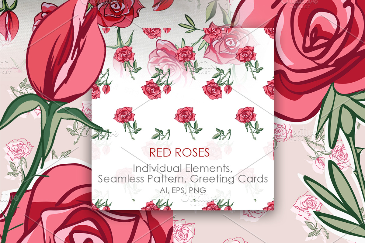 RED ROSES SET, a Decorative Illustration by Marina Grau (Photo 1 of 4)