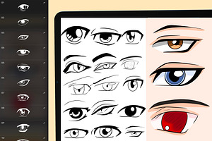 220 Procreate Anime Eye Stamps