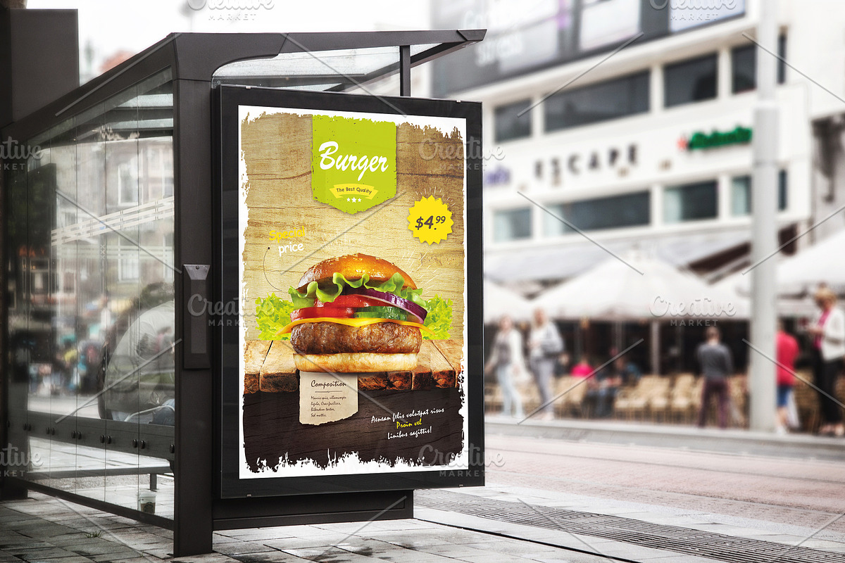 Burger Restaurant Flyer Template, a Flyer Template by ShapShapy (Photo 1 of 6)