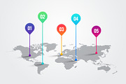 World Map With Infographic Pointer, a Background Graphic by Black White Mouse Design (Thumbnail 1 of 3)
