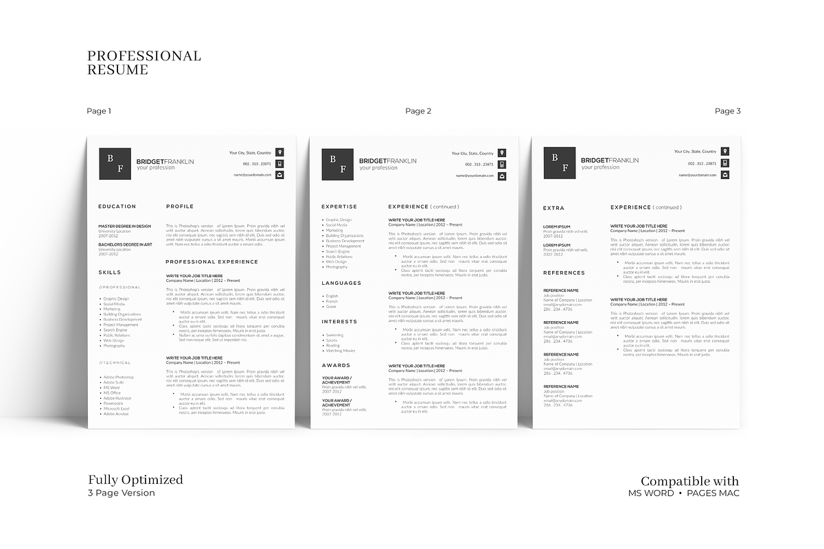 Creative Modern Resume Template, a Resume Template by GraphicFlava (Photo 3 of 8)