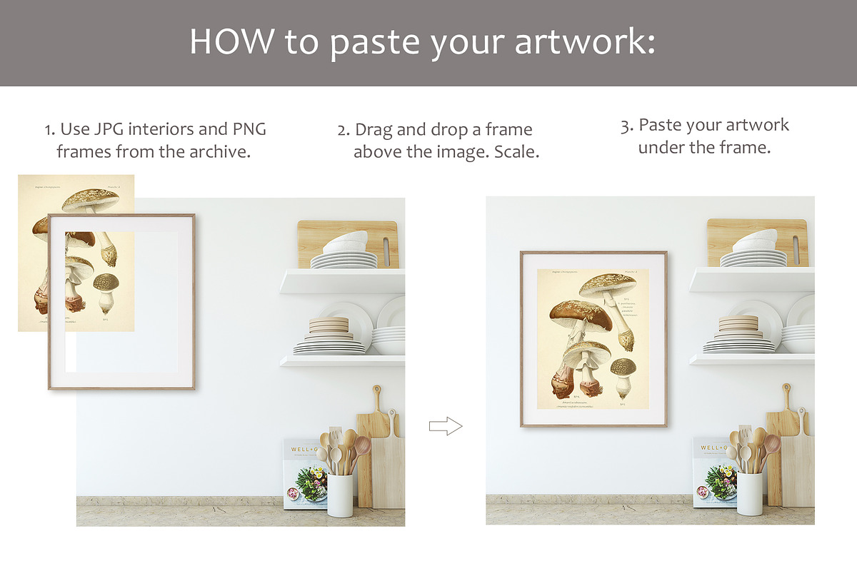 MODERN KITCHEN Wall&Frame Mockup, a Print Template by MyHomeMockups (Photo 6 of 7)