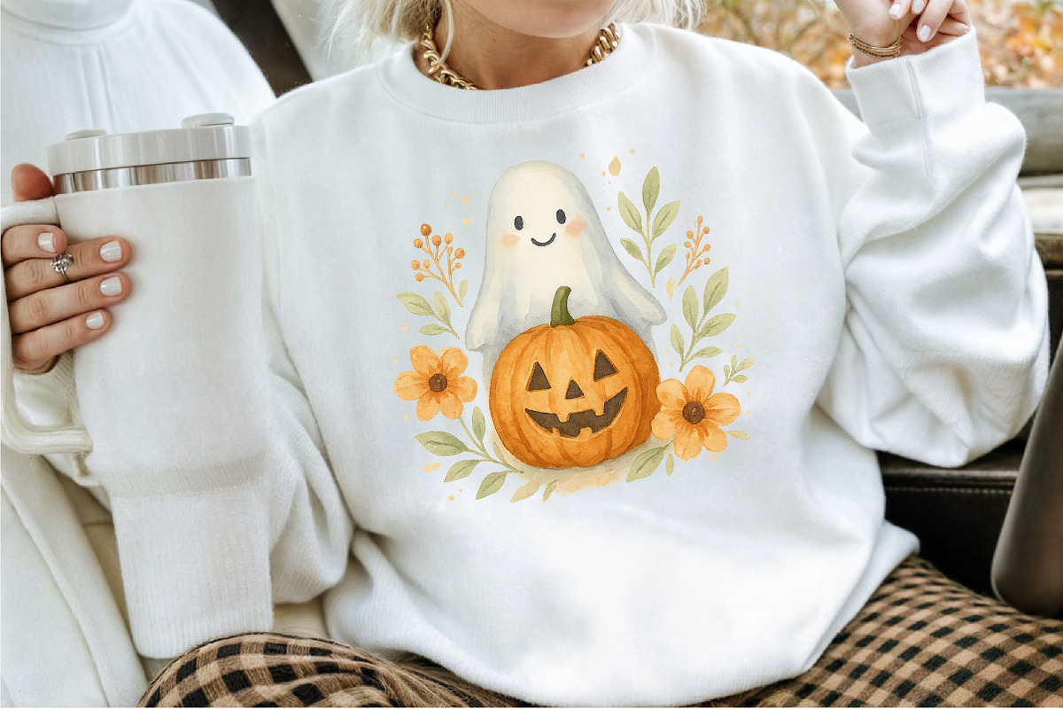 Ghost Pumpkin Floral Fall Halloween, an Illustration by Sublimation Artist (Photo 3 of 9)