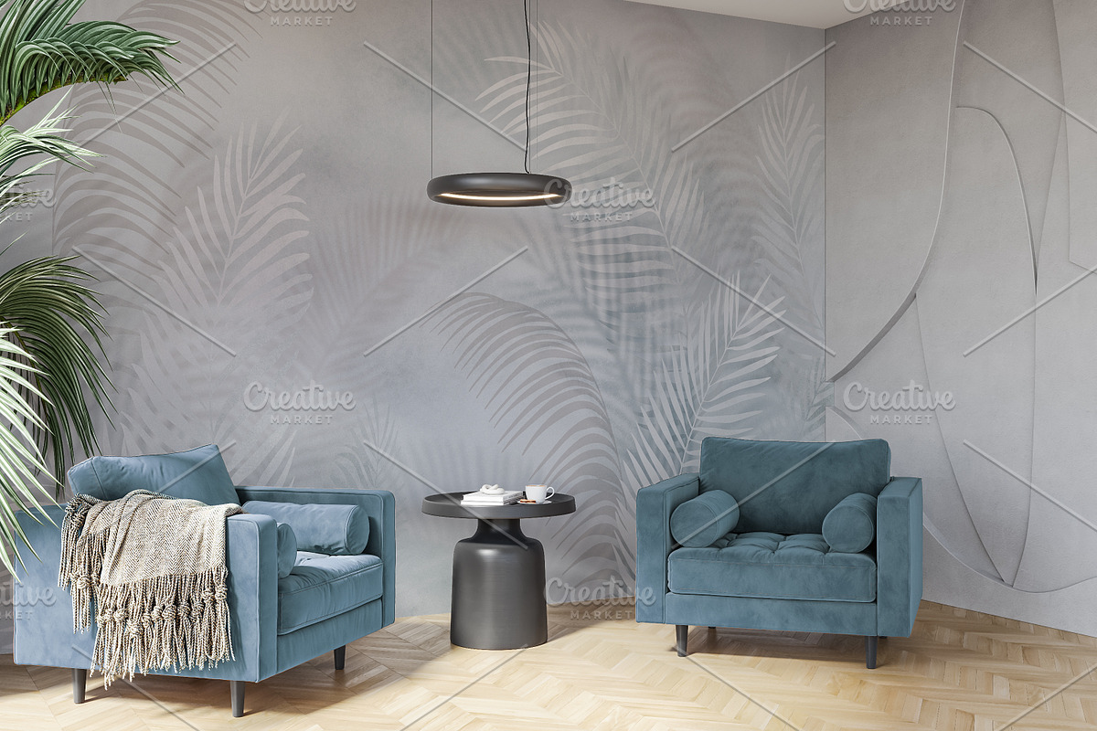 Wallpaper mockup Luxury living room, a Household Mockup by Hunny Badger (Photo 2 of 7)