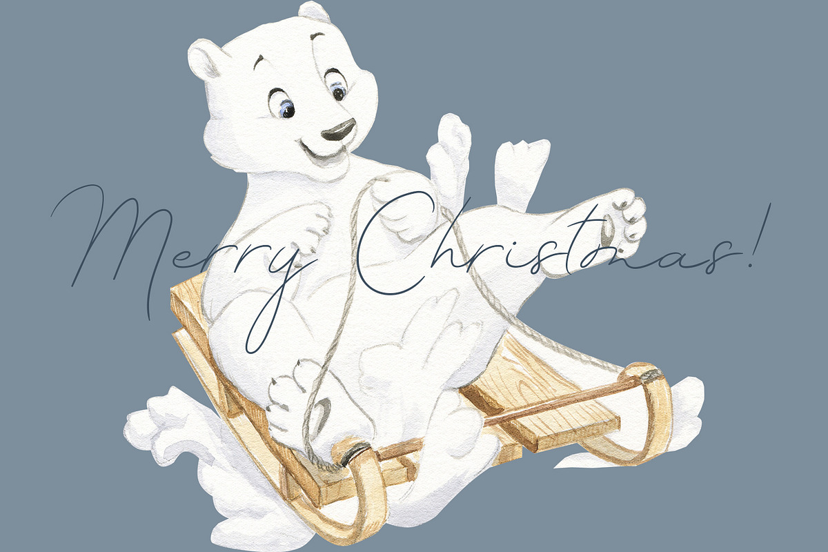 Christmas polar bear, an Animal Illustration by Love Watercolor Store (Photo 9 of 9)