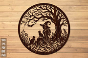Halloween Witch and Cats laser cut, a Seasonal Illustration by DreamPrint404 (Thumbnail 3 of 3)