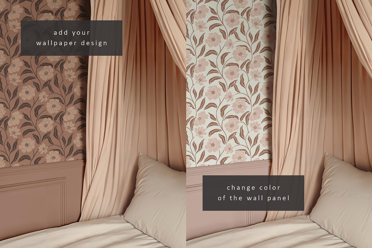 Vintage Bedroom Wallpaper Mockup, a Household Mockup by LinnestCreative (Photo 4 of 5)