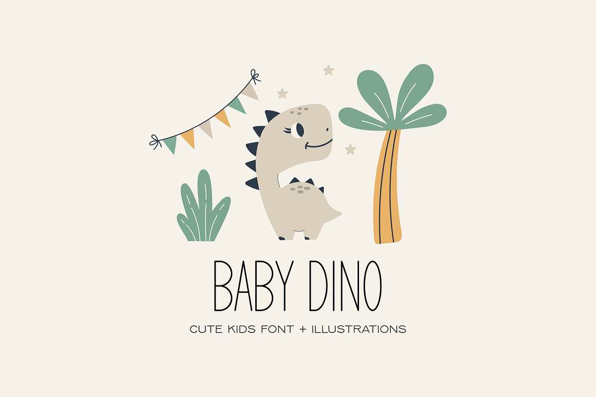 Baby Dino - Kids Font, a Sans Serif Font by EltaMaxArt (Photo 1 of 12)