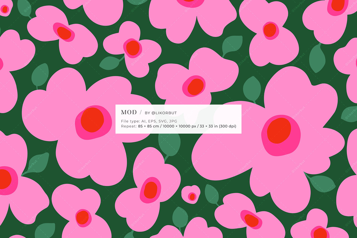 Bold Modern Abstract Floral Pattern, a Pattern Graphic by likorbut (Photo 9 of 11)