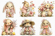 Whimsical Summer Bunny Clipart, an Illustration by Craft Nest (Thumbnail 5 of 12)