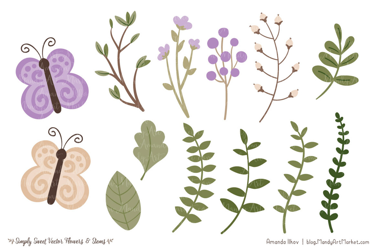 Lavender Flowers Clipart, an Illustration by Amanda Ilkov (Photo 4 of 4)