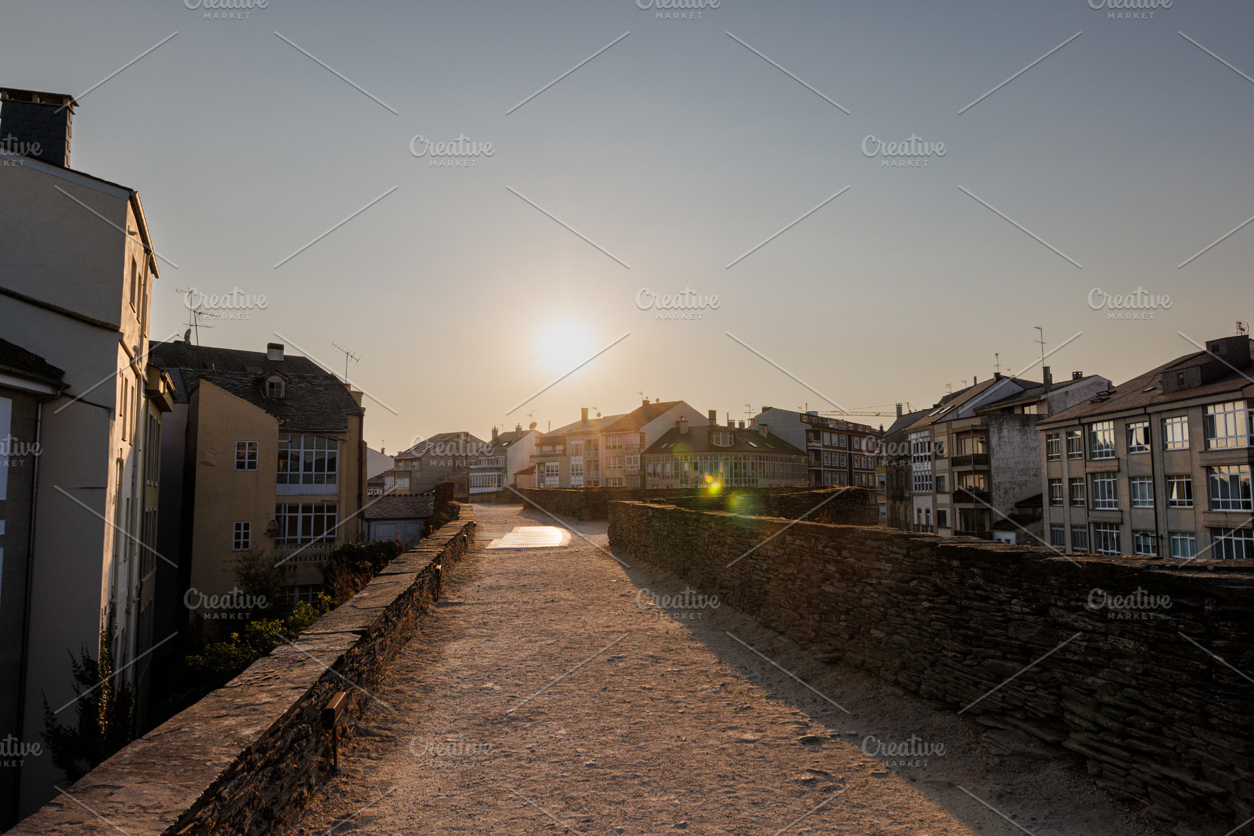 Sunset over the Roman Walls Walkway, Lugo, Spain, an Architecture Photo by Bepslabor