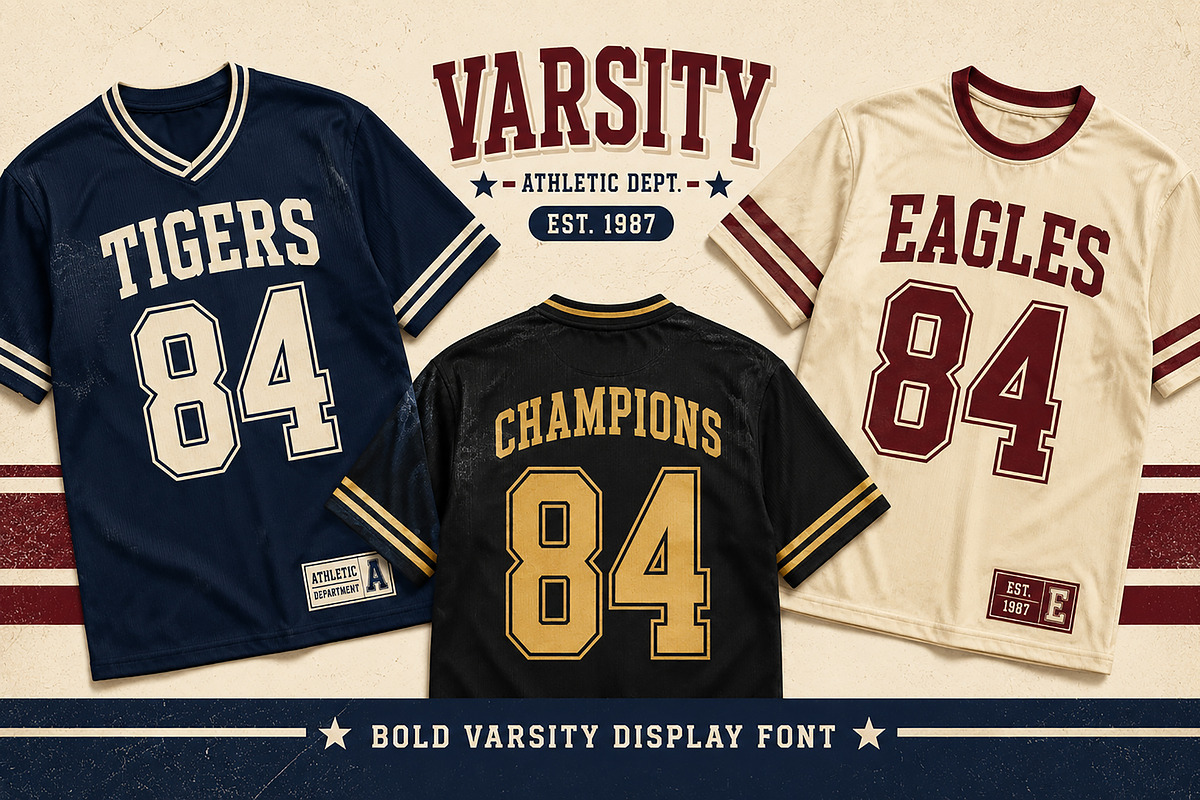 Collegiate – Bold Varsity Font, a Script Font by Wow Magic (Photo 3 of 5)