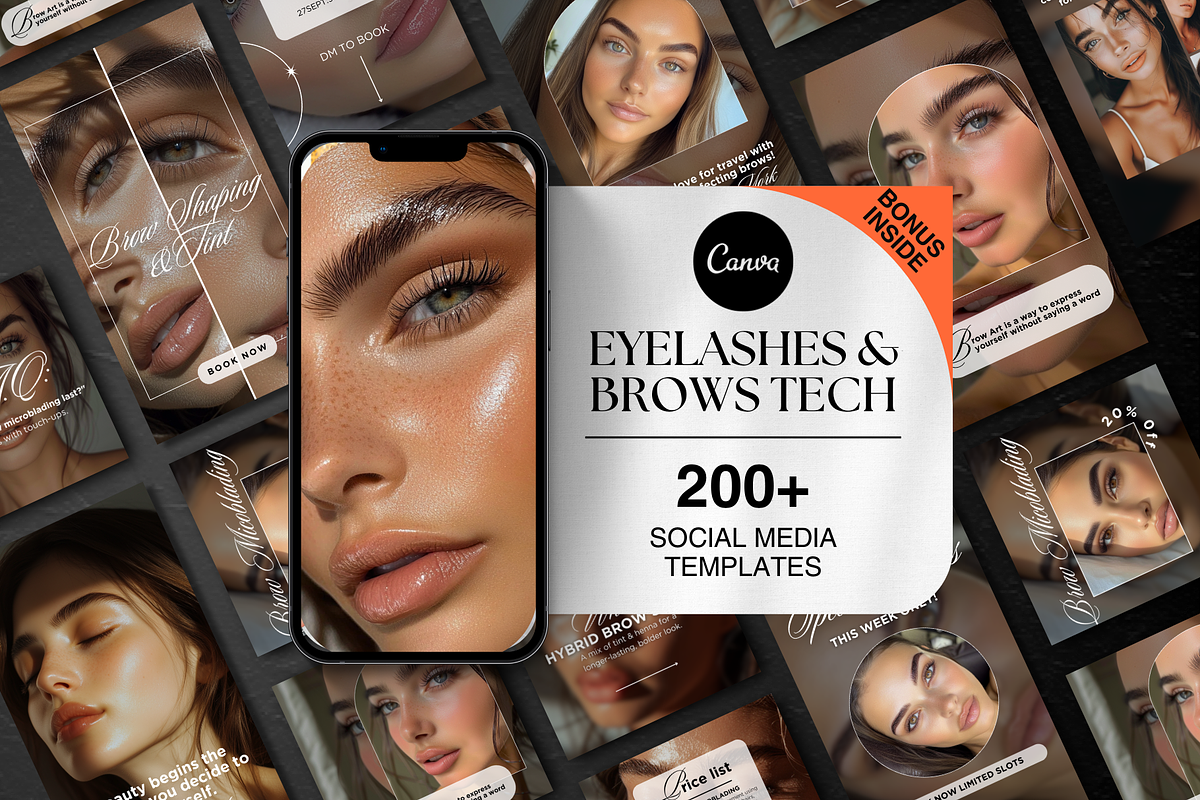 Lash and Brow Tech Canva Templates, a Social Media Template by DesignsbyMariaStudio (Photo 1 of 12)