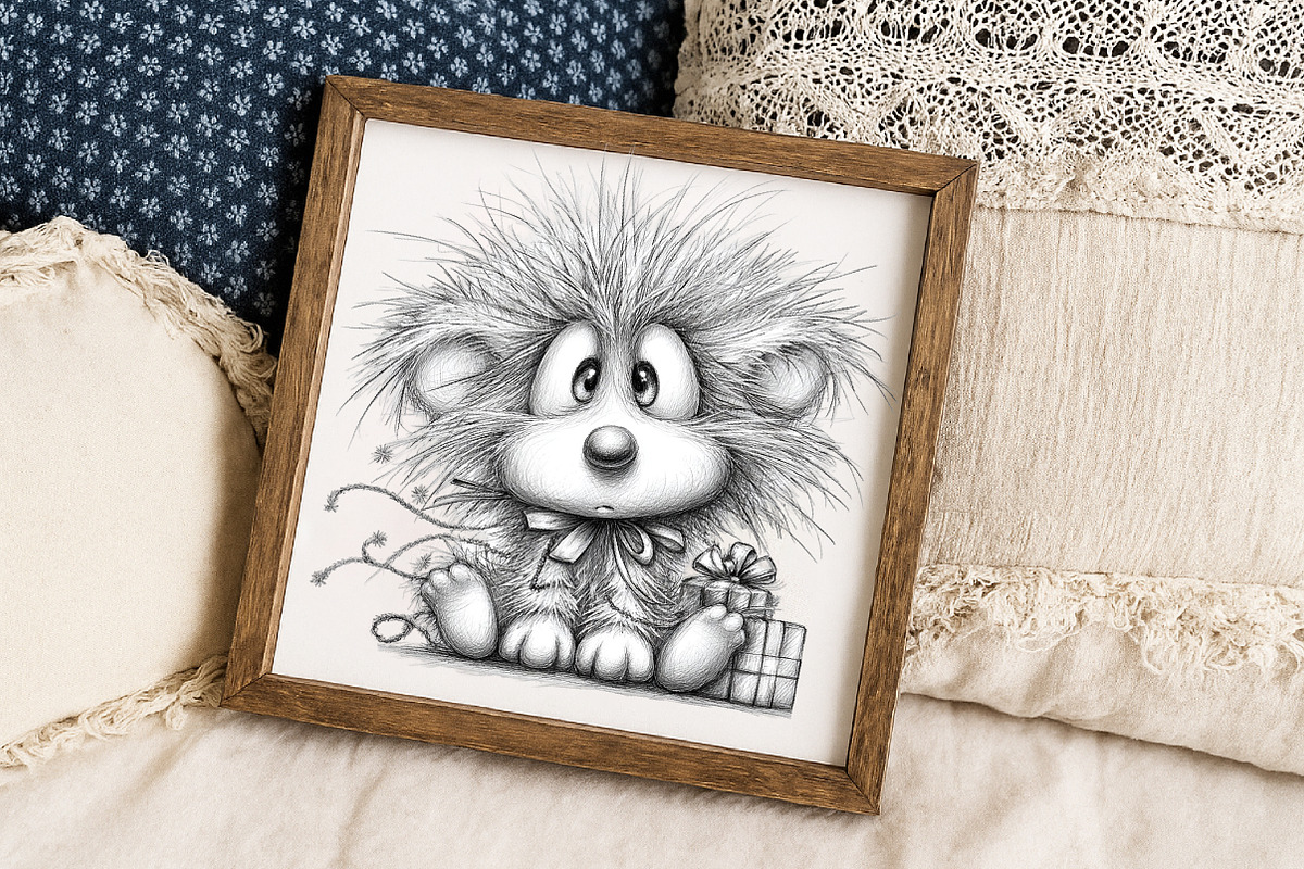 Funny Christmas Hedgehog Sketch Art, an Illustration by Libby Wishes (Photo 5 of 9)