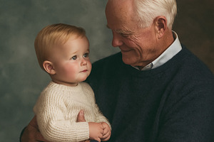 Grandfather holding baby, representing generations, family bond,, a Person Photo by Studio ANNA