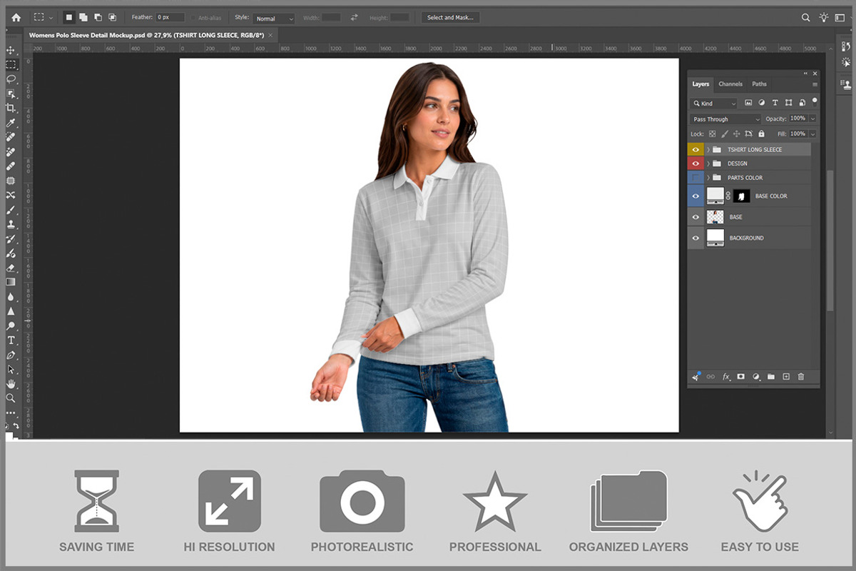 Womens Polo Sleeve Detail PSD, a Shirt Mockup by Bruno's Shop (Photo 2 of 3)