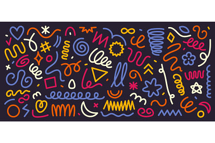 Abstract colorful line doodle shapes, an Illustration by winwin.art