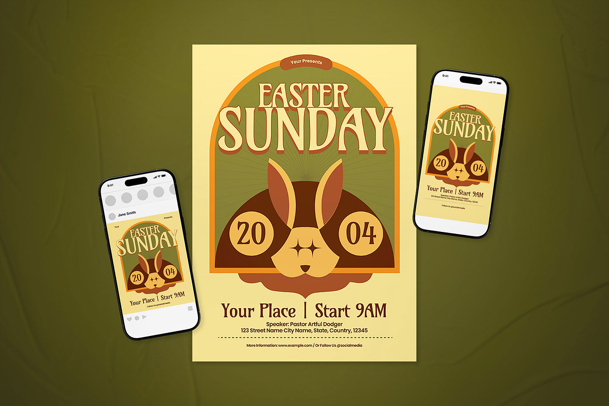 Beige Art Deco Easter Sunday Flyer, a Flyer Template by The Good Store (Photo 1 of 2)