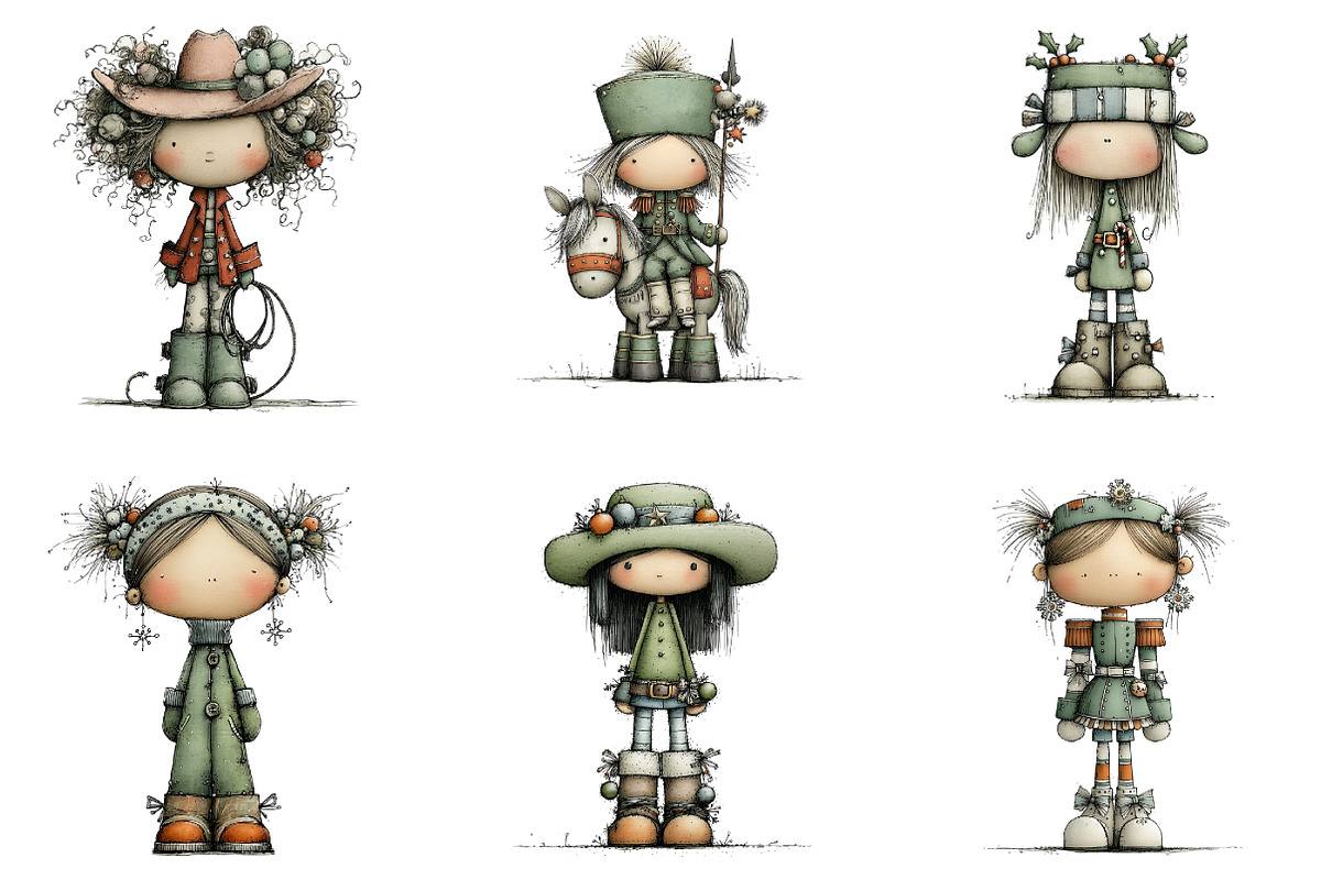 Christmas Cowgirl Nutcracker Clipart, an Illustration by DreamArtGraphic (Photo 4 of 5)