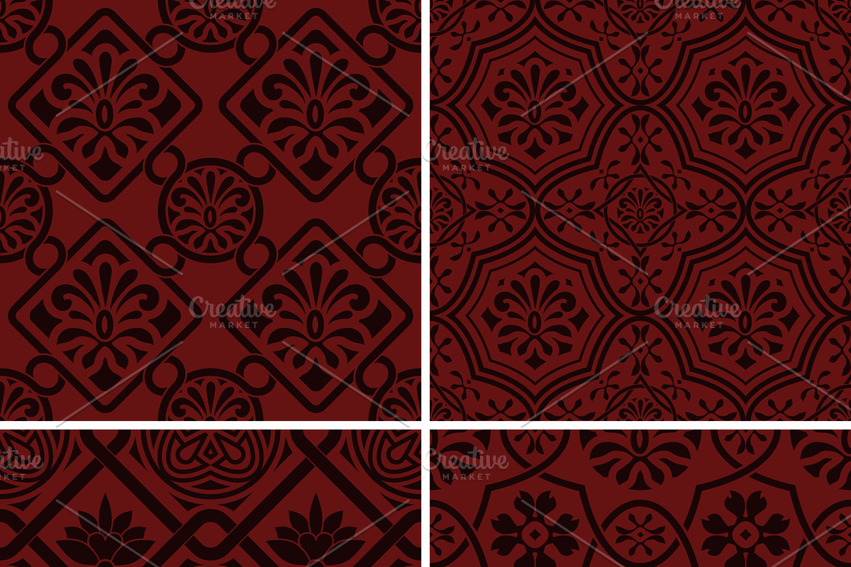 Vector seamless floral patterns, ind